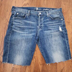 7 Seven For All Mankind Josephina Skinny Boyfriend Denim Distressed Shorts SZ 29